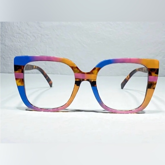 NEW ANTI BLUE LIGHT BLOCKING EYEGLASSES LEOPARD COLOR-BLOCK PHONE EYESTRAIN - Picture 3 of 3
